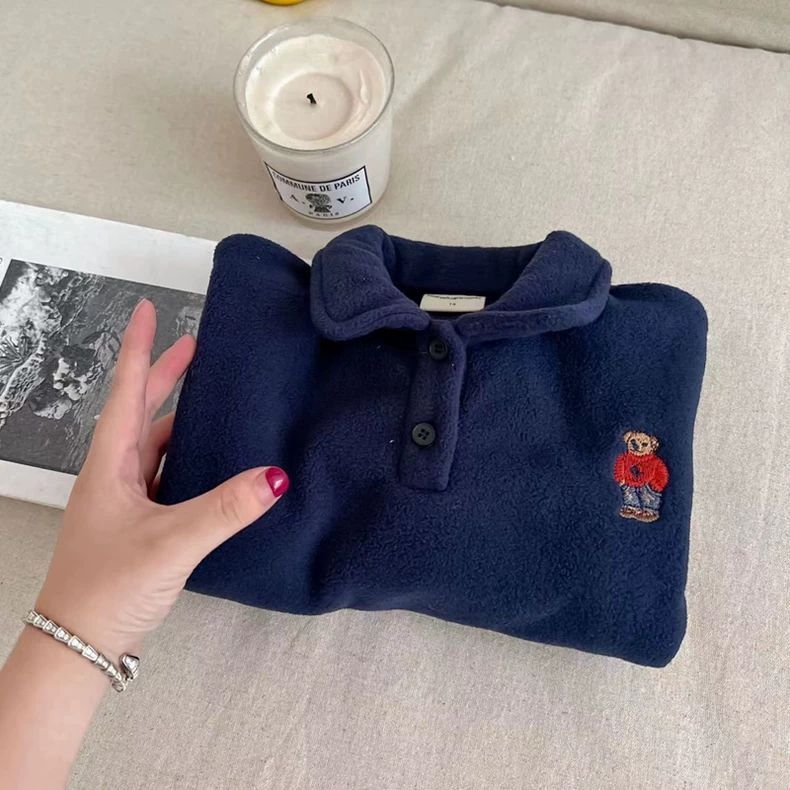 Παιδικό φούτερ με διπλό βελούδο, μακριά μανίκια, παχύ φλίς επένδυση, ύφασμα από γούνα κουνελιού, για παιδιά 0–1 έτους