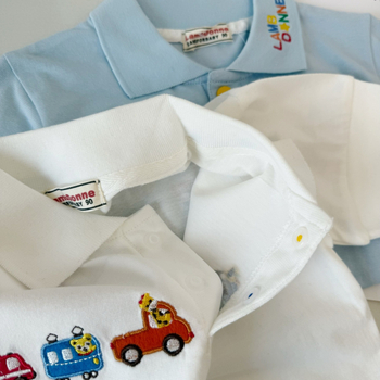 Pamukasta polo majica kratkih rukava s crtić uzorkom za djecu od 3 do 8 godina, Little Cloth Bear, ljetni ležerni stil