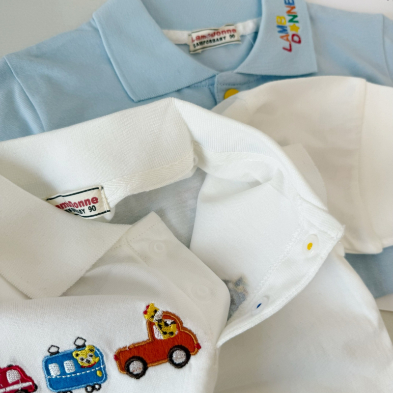 Pamukasta polo majica kratkih rukava s crtić uzorkom za djecu od 3 do 8 godina, Little Cloth Bear, ljetni ležerni stil