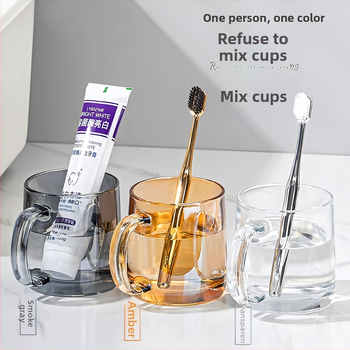 Lemeiya pahar din sticlă temperată pentru apă de gură și periuța de dinți, rotund, un singur strat, rezistent la temperaturi înalte, pentru uz casnic și hotelier