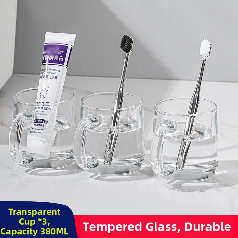 Lemeiya pahar din sticlă temperată pentru apă de gură și periuța de dinți, rotund, un singur strat, rezistent la temperaturi înalte, pentru uz casnic și hotelier