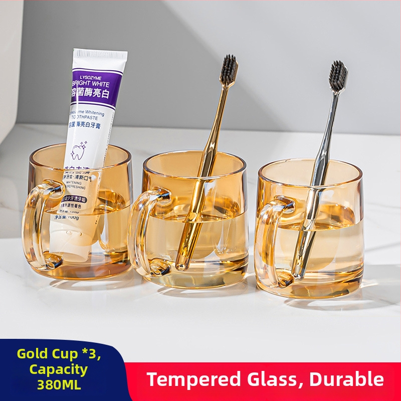 Lemeiya pahar din sticlă temperată pentru apă de gură și periuța de dinți, rotund, un singur strat, rezistent la temperaturi înalte, pentru uz casnic și hotelier