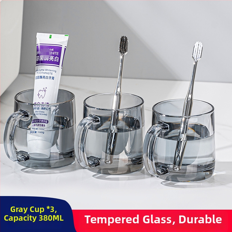 Lemeiya pahar din sticlă temperată pentru apă de gură și periuța de dinți, rotund, un singur strat, rezistent la temperaturi înalte, pentru uz casnic și hotelier