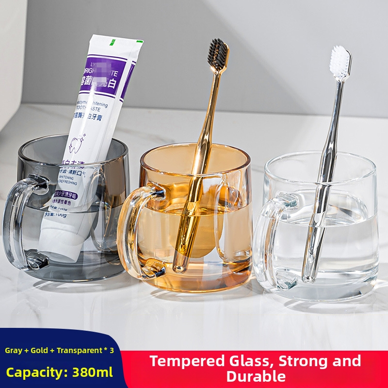 Lemeiya pahar din sticlă temperată pentru apă de gură și periuța de dinți, rotund, un singur strat, rezistent la temperaturi înalte, pentru uz casnic și hotelier