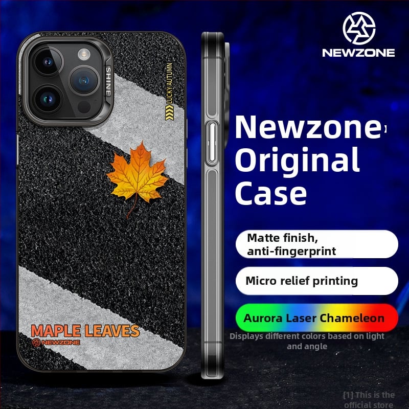 Kryt na iPhone 14 Pro Max, tvrdý obal, akryl, namaľovaný dizajn javorového listu a jablka, ochrana proti pádu