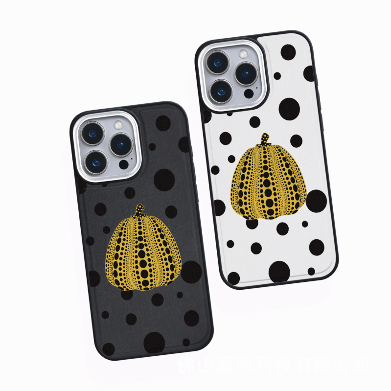 Torbica za telefon za iPhone s dizajnom tikve Yayoi Kusama; imitacijska koža; UV otisak boja; otpornost na pad; prilagodljivo; kompatibilno s iPhone 12–14 serijom (Pro/Max)