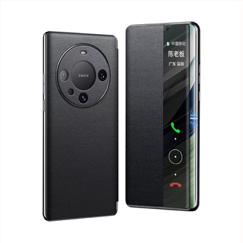 Kožený flip-case s bezdrôtovým nabíjaním pre Huawei Mate60 Pro+ / Mate70 / Mate80 — magnetické uchytenie, odvádzanie tepla, proti pádu