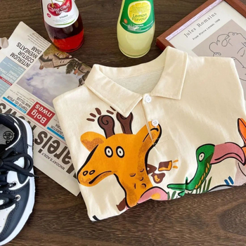 Dječja pamukana polo majica kratkih rukava s ovratnikom, ljetni japanski stil