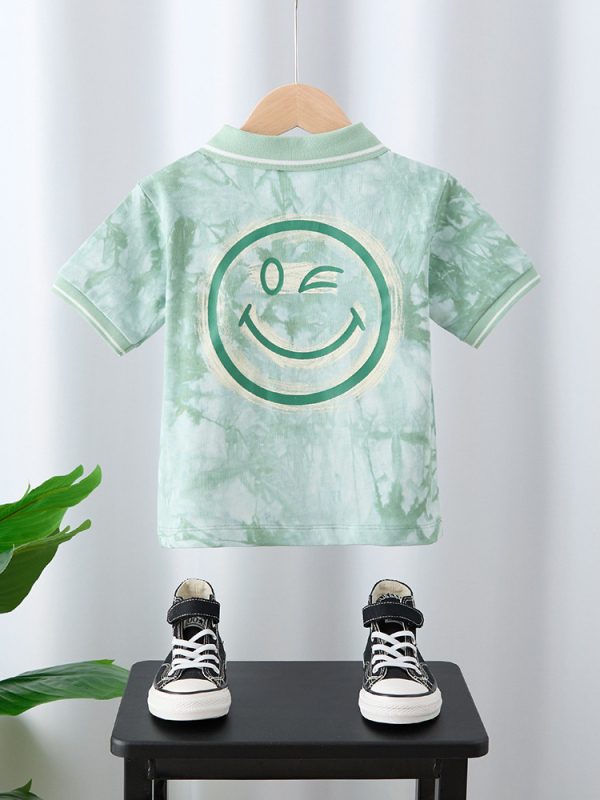 Polo majica, korejski Leisure stil, tie-dye pamuk, za djecu 3–8 godina, ljeto 2025