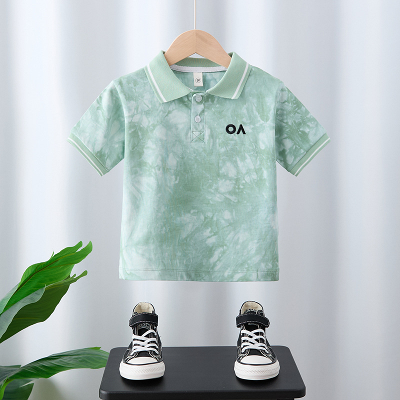 Polo majica, korejski Leisure stil, tie-dye pamuk, za djecu 3–8 godina, ljeto 2025
