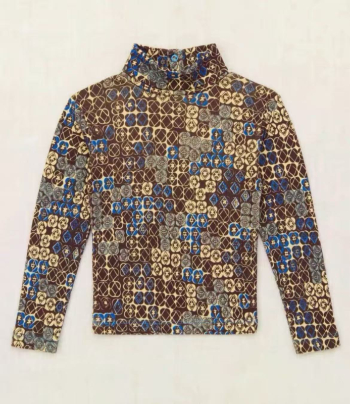 Gyerekeknek szóló hosszú ujjú felső magas gallérral, 100% organikus Pima pamut, lágy felület, japán stílus, retró masni mintázat, uniszex, 3–8 év, ősz.