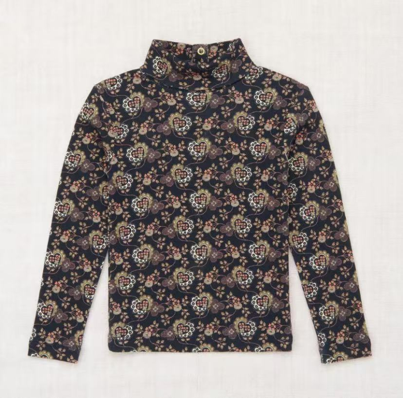 Gyerekeknek szóló hosszú ujjú felső magas gallérral, 100% organikus Pima pamut, lágy felület, japán stílus, retró masni mintázat, uniszex, 3–8 év, ősz.