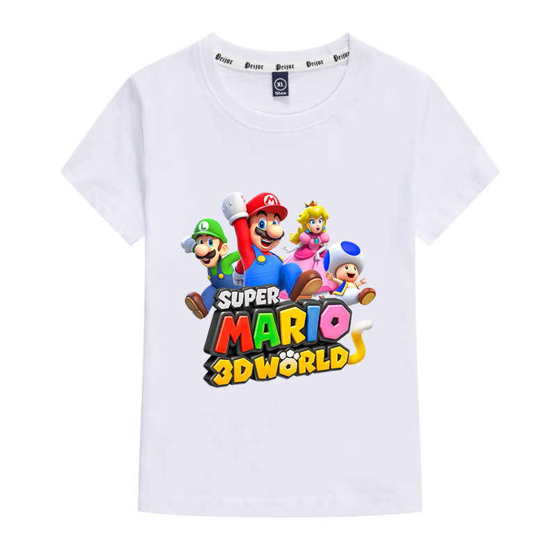 Gyerekeknek való póló 95% pamutból, kerek nyak, rövid ujjú, rajzfilm mintával