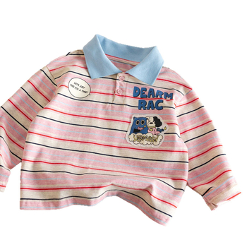 Muška polo majica s dugim rukavima, prugasta pamuk 96%+, uzrast 3–8 godina, proljeće 2026