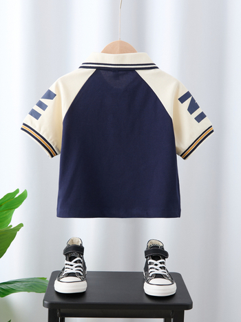 Polo majica za dječake, korejski casual stil, pamuk, tisk s slovima, uzrast 3–8 godina