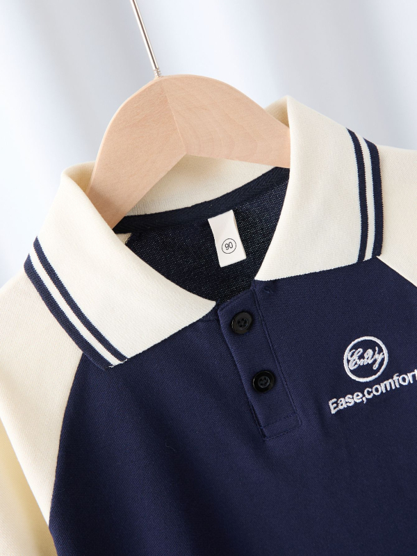 Polo majica za dječake, korejski casual stil, pamuk, tisk s slovima, uzrast 3–8 godina