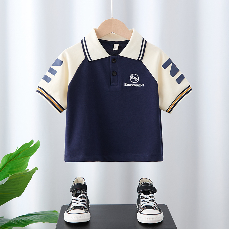 Polo majica za dječake, korejski casual stil, pamuk, tisk s slovima, uzrast 3–8 godina
