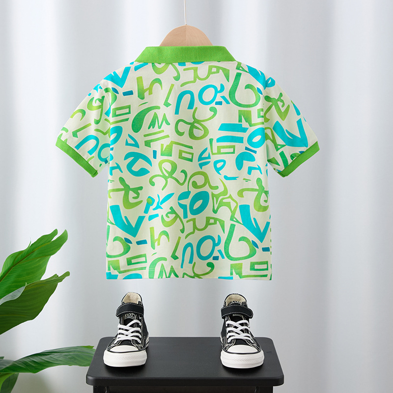 Dječja polo majica s natpisom slovima, korejski stil, pamučni materijal, za uzrast 3–8 godina.
