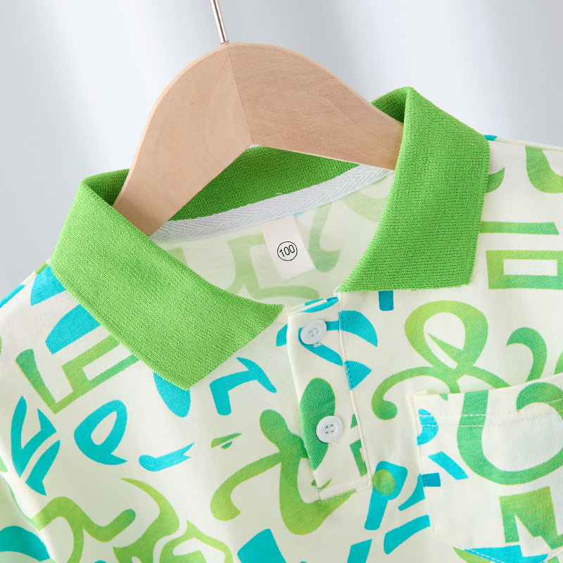 Dječja polo majica s natpisom slovima, korejski stil, pamučni materijal, za uzrast 3–8 godina.