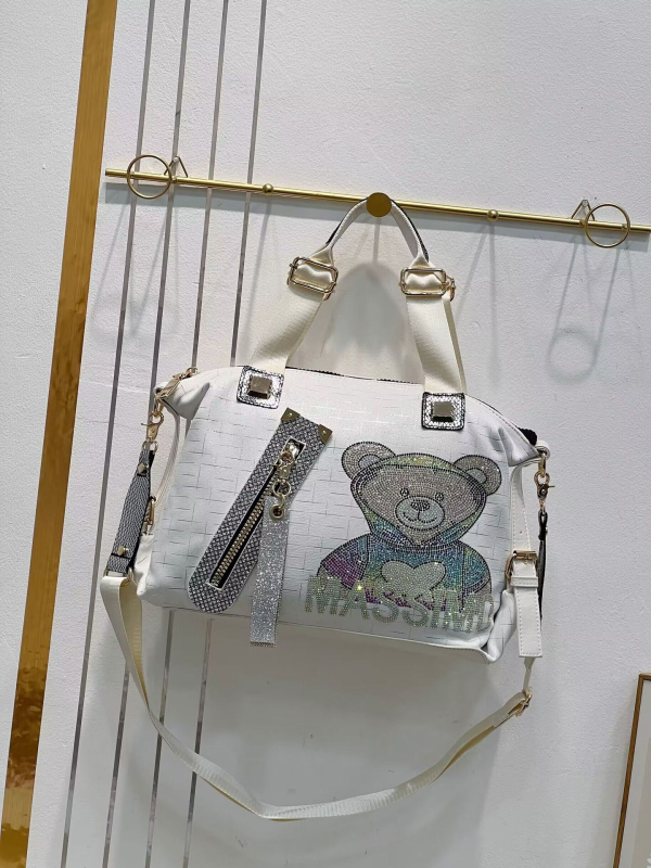 PU tote torba s dijamantnom ukrasom, velika kapaciteta, vodoravni kvadratni oblik, zatvaranje na zip, unutarnji džepovi sa zipom i džep za telefon, dvostruke naramenice