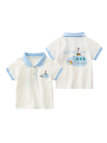 Tricou polo din bumbac pentru băieți, mâneci scurte, pentru copii 3–8 ani, lansare vară 2025, stil versatil britanic colegial
