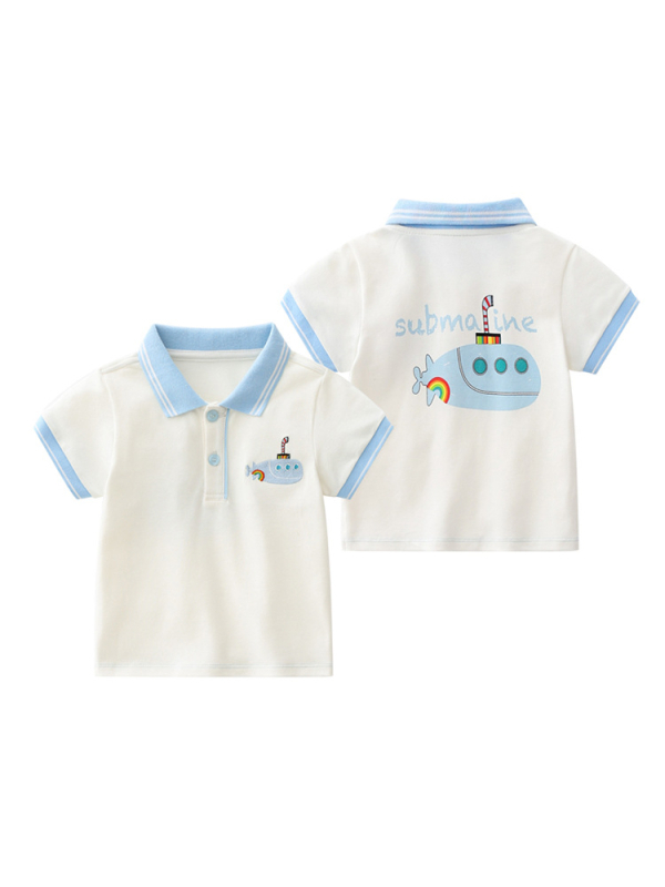 Tricou polo din bumbac pentru băieți, mâneci scurte, pentru copii 3–8 ani, lansare vară 2025, stil versatil britanic colegial