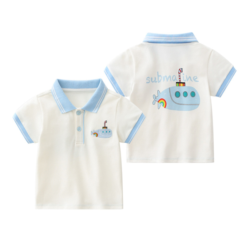 Tricou polo din bumbac pentru băieți, mâneci scurte, pentru copii 3–8 ani, lansare vară 2025, stil versatil britanic colegial