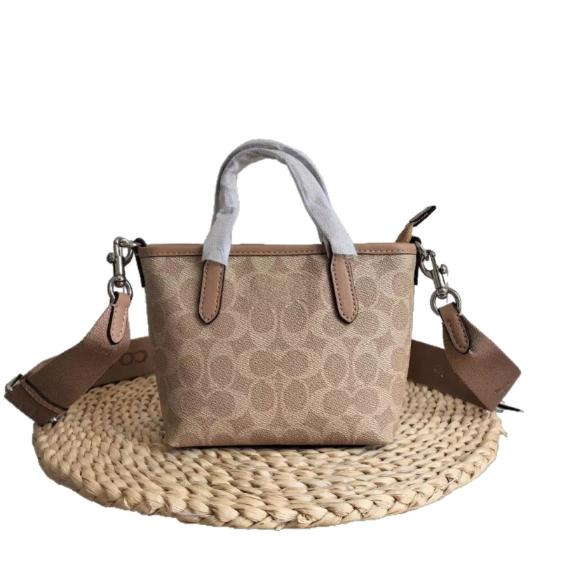 Μίνι Τσάντα Tote για Γυναίκες — γνήσιο δέρμα, στυλ ελεύθερου ταξιδιού, οριζόντιο τετράγωνο σχήμα, μαγνητικό κλείσιμο, εσωτερική θήκη με φερμουάρ, Άνοιξη 2025.