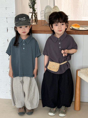 Dječja pamučna polo majica, kratkih rukava, korejski stil, unisex, ljeto 2025
