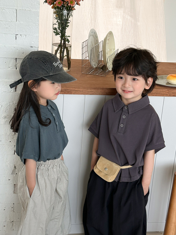 Dječja pamučna polo majica, kratkih rukava, korejski stil, unisex, ljeto 2025