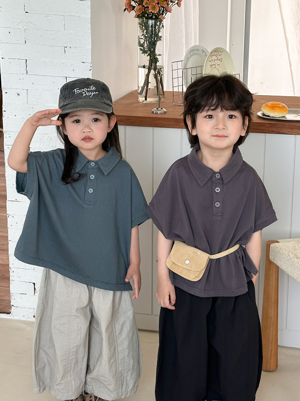 Dječja pamučna polo majica, kratkih rukava, korejski stil, unisex, ljeto 2025