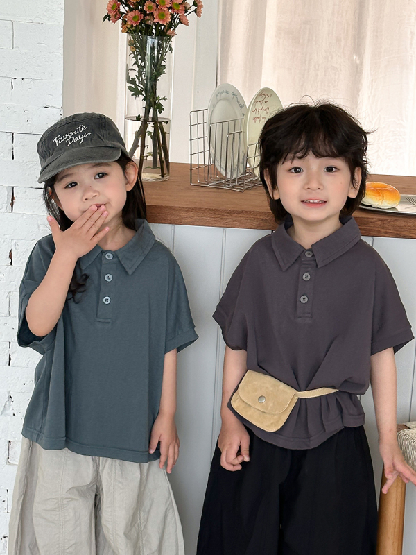 Dječja pamučna polo majica, kratkih rukava, korejski stil, unisex, ljeto 2025