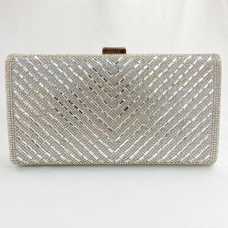 PU bőrű rhinestone clutch táska, vízszintes négyzet alakú sziluett, háromdimenziós dizájn, belső telefonzseb