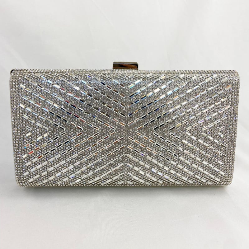 PU bőrű rhinestone clutch táska, vízszintes négyzet alakú sziluett, háromdimenziós dizájn, belső telefonzseb