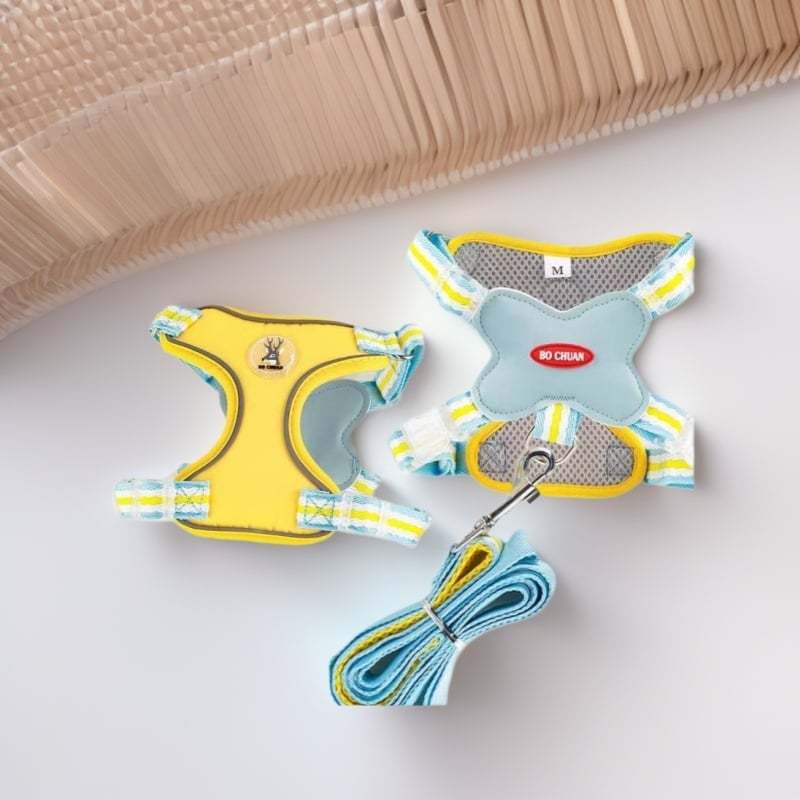 Кучешка гръдна презрамка с отражателна каишка, полиестер, регулируема