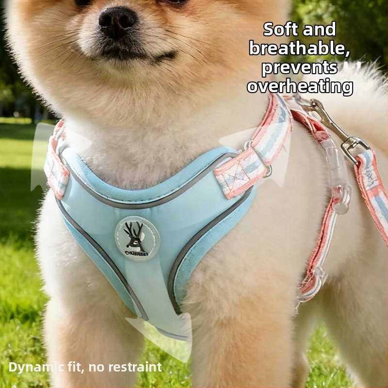 Кучешка гръдна презрамка с отражателна каишка, полиестер, регулируема