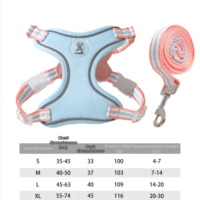 Кучешка гръдна презрамка с отражателна каишка, полиестер, регулируема