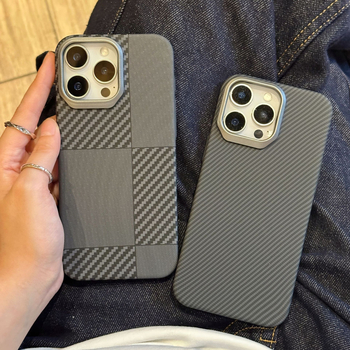 Kevlar-textúrájú PC merev tok iPhone 11–14 sorozathoz, domborított felület, ütésálló, karcálló, ujjlenyomatmentes