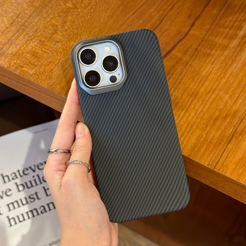 Kevlar-textúrájú PC merev tok iPhone 11–14 sorozathoz, domborított felület, ütésálló, karcálló, ujjlenyomatmentes