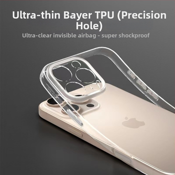 Bayer TPU prozirna futrola za iPhone – ultra-tanka, otporna na padove, s odvodom topline, otporna na habanje, metalne tipke; za modele iPhone 12 Pro/12 Pro Max, 13 Pro/Max, 14 Pro/Max