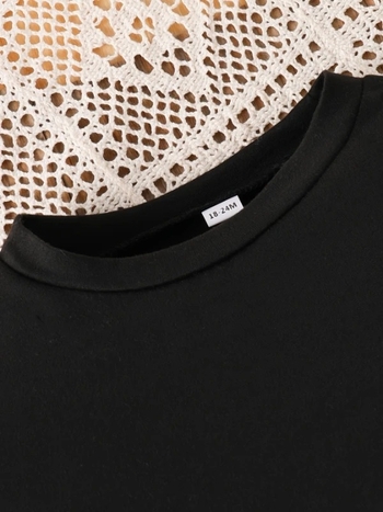Dječji dvodijelni set u korejskom stilu: hlače i gornji dio, Milk Silk tkanina, poliester 95% / elastan 5%, proljeće, dob 1–3 godine
