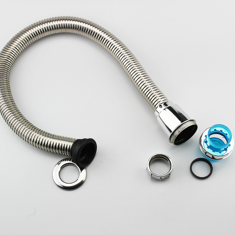 Rozsdamentes acél mosdólefolyócső, S-alakú, kettős rétegű, szagtalan