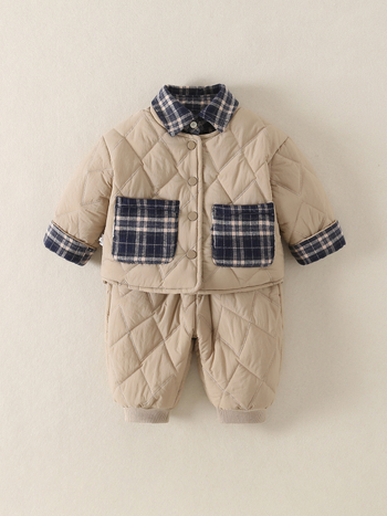 Két részes téli gyerekruha szett, Silver Fox fleece, 100% poliészter, hosszú ujjú felső és hosszú nadrág, 0–1 éveseknek