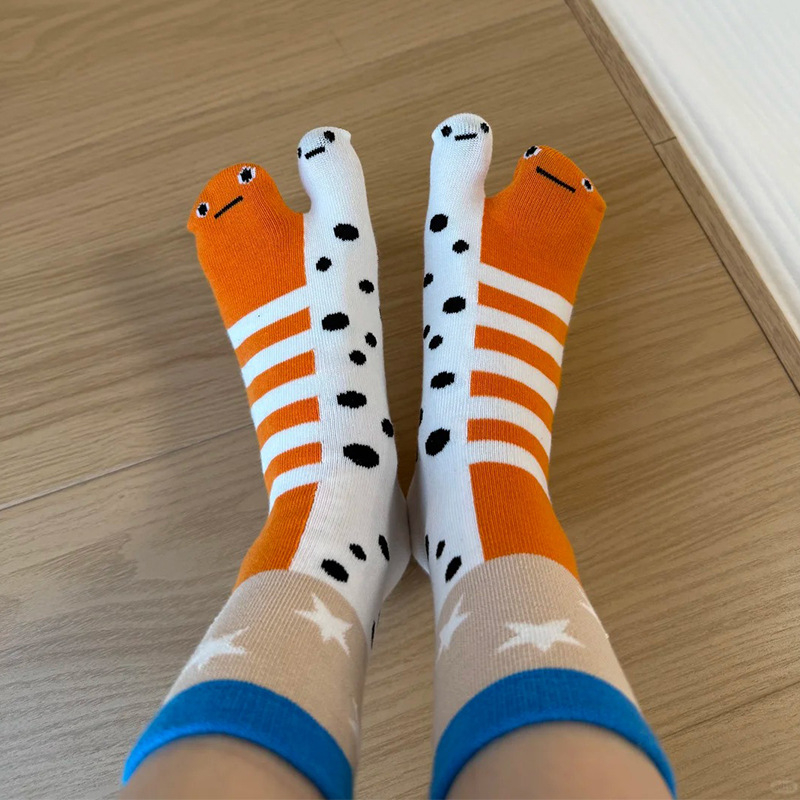 Ženske flip-flop čarape, pamuk, protuklizne, upijaju znoj, prugaste, s podijeljenim prstima