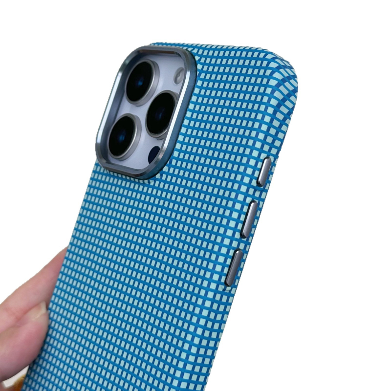 Kućište za iPhone s metalnim okvirom, karirani uzorak, kožni izgled, ultra-tanko, otporno na pad, magnetsko zatvaranje