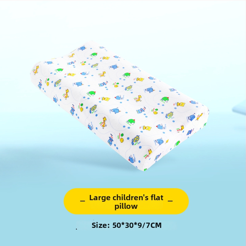 Детска латексова възглавница — правоъгълна форма, естествен латекс, съдържание латекс 90%+, калъф от чист памук, подходяща за деца и бебета