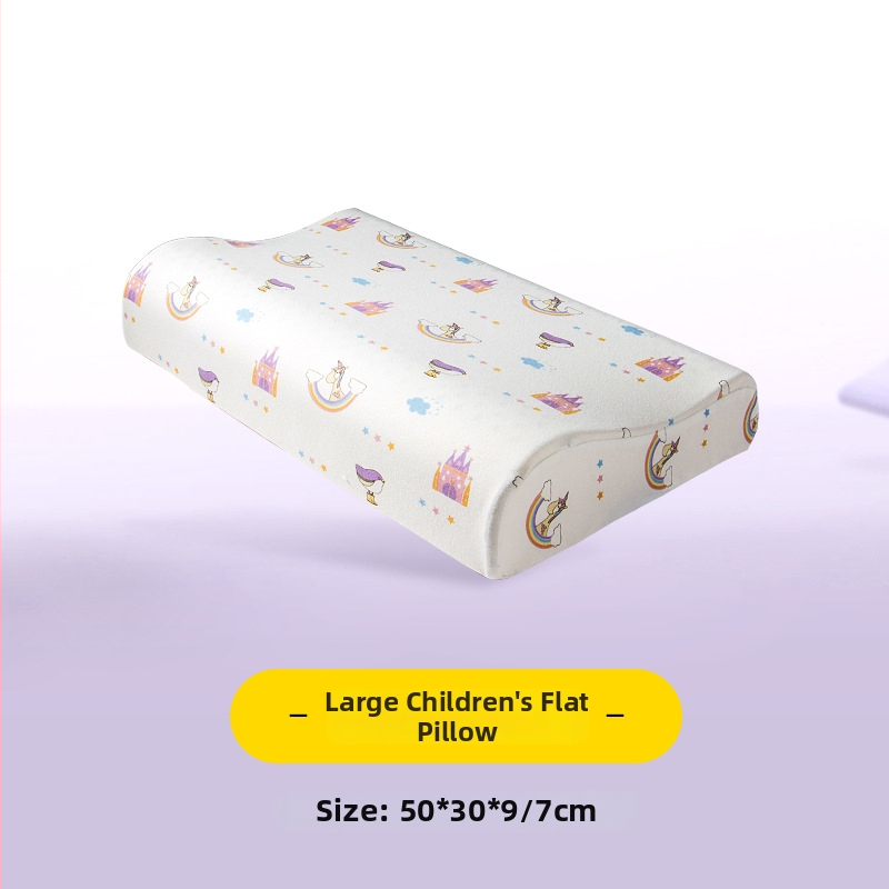 Детска латексова възглавница — правоъгълна форма, естествен латекс, съдържание латекс 90%+, калъф от чист памук, подходяща за деца и бебета