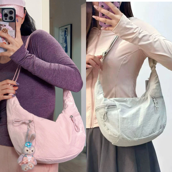 Dumpling-stílusú oldaltáska nylonból, cipzár, 13L kapacitás, poliészter bélés