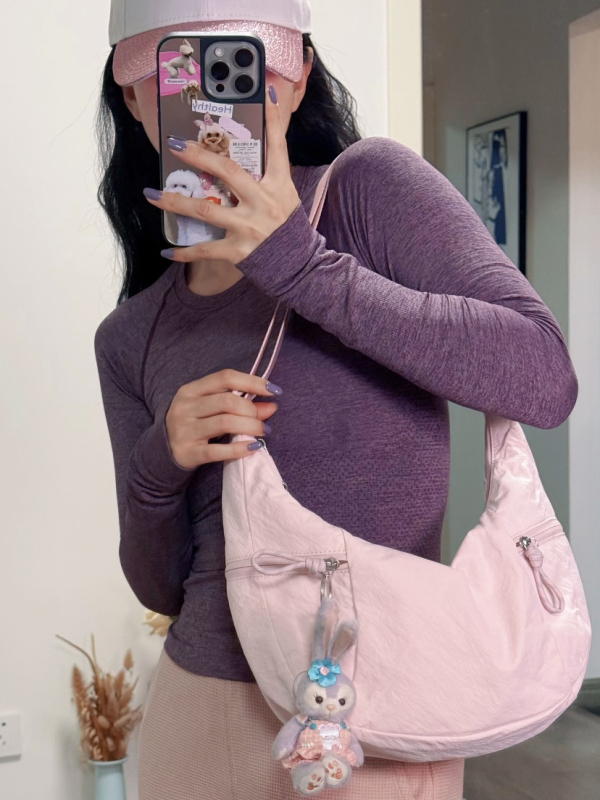 Dumpling-stílusú oldaltáska nylonból, cipzár, 13L kapacitás, poliészter bélés