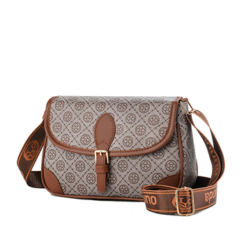 Ounuoda PVC crossbody torba – vodoravni kvadratni oblik, zatvaranje zatvaračem, skrivena džep s zatvaračem, poliester podstava